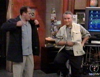 Leo Laporte and Patrick Norton model tech fashions